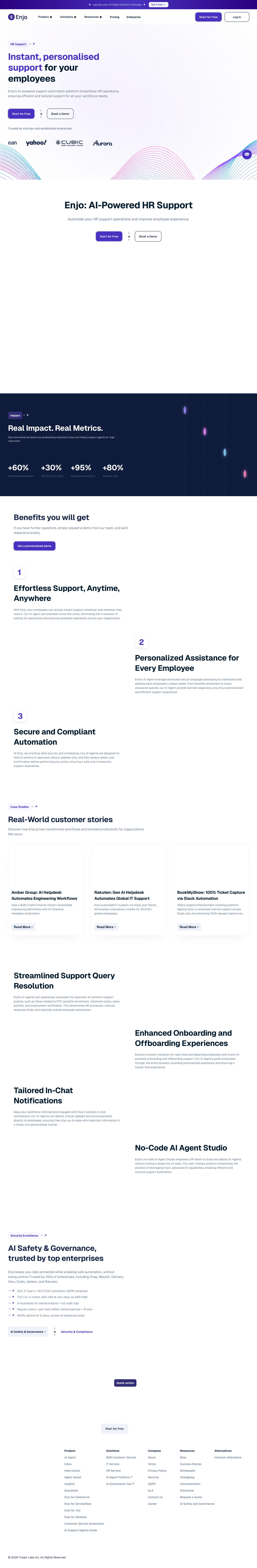 Enjo — AI HR support landing page